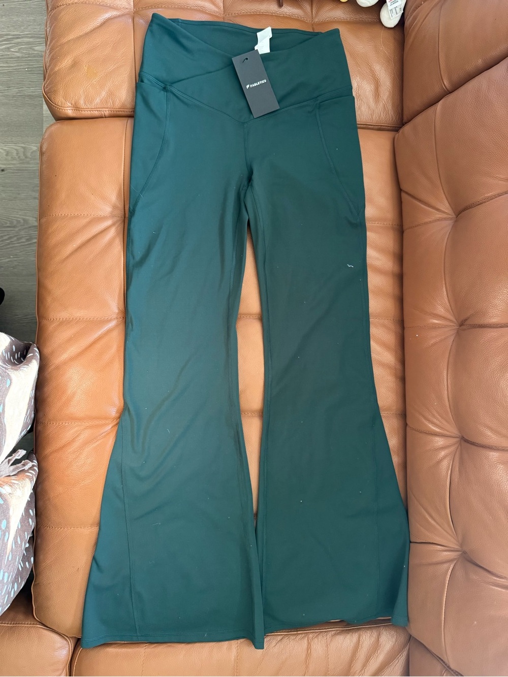 Fabletics Forest Green High-Waist Flare Leggings